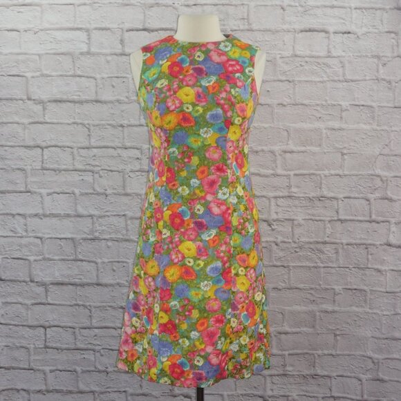 Vintage Dresses & Skirts - Vintage 60s Rainbow Floral Shift Dress